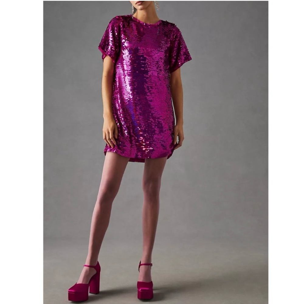 Anthropologie Verb by Pallavi Singhee - NWT Sequin Shift Dress Pink - L